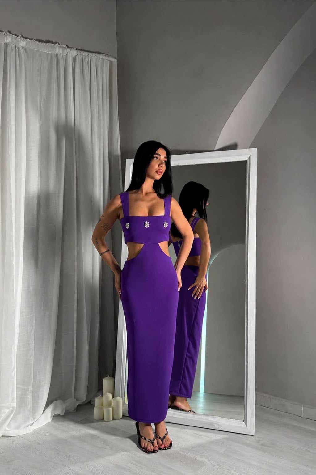 Abito Meraviglia Purple Con Strass