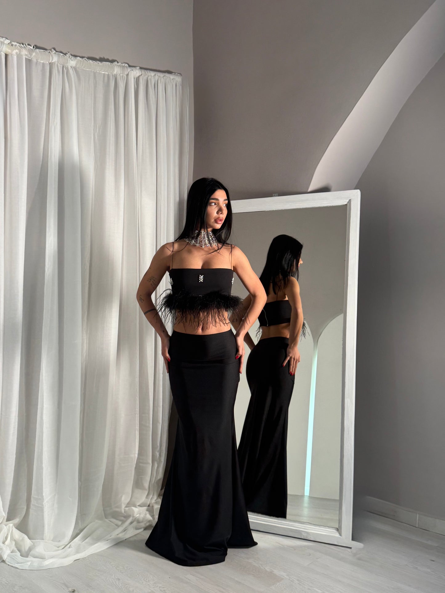 Top Saphir mini strass