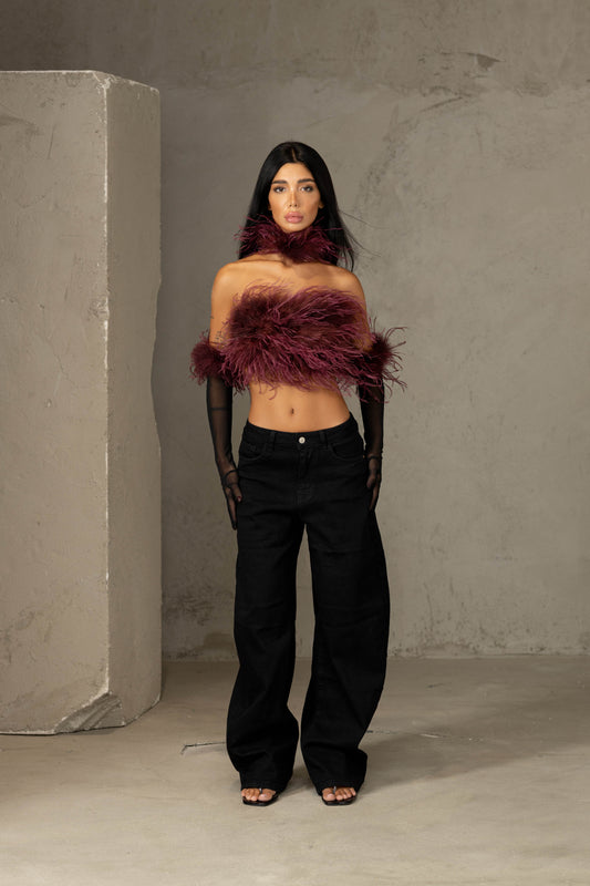 Top Feather - Burgundy
