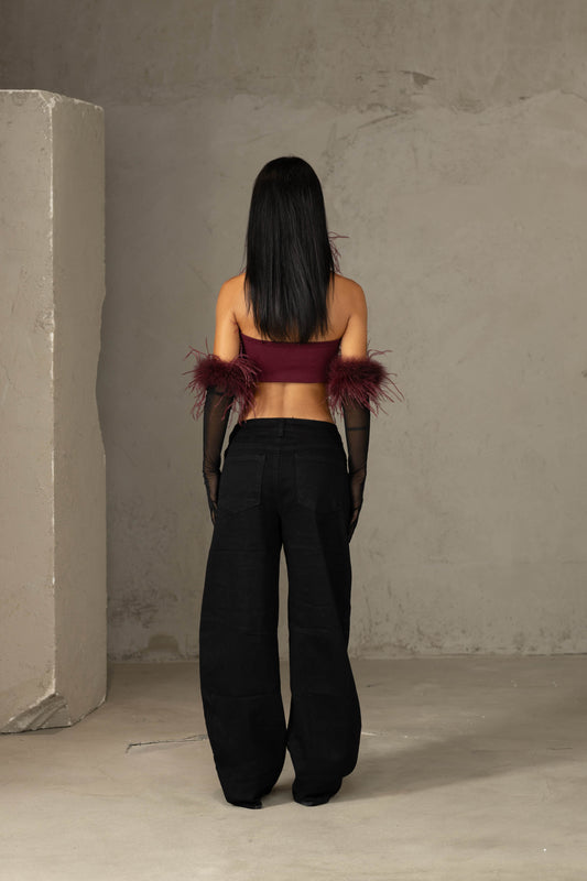 Top Feather - Burgundy